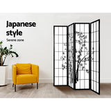NNEDSZ 4 Panel Room Divider Screen Privacy Dividers Pine Wood Stand Shoji Bamboo Black White