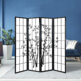 NNEDSZ 4 Panel Room Divider Screen Privacy Dividers Pine Wood Stand Shoji Bamboo Black White