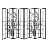 NNEDSZ 8 Panel Room Divider Screen Privacy Dividers Pine Wood Stand Shoji Bamboo Black White