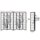 NNEDSZ 8 Panel Room Divider Screen Privacy Dividers Pine Wood Stand Shoji Bamboo Black White
