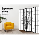 NNEDSZ 8 Panel Room Divider Screen Privacy Dividers Pine Wood Stand Shoji Bamboo Black White