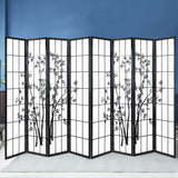 NNEDSZ 8 Panel Room Divider Screen Privacy Dividers Pine Wood Stand Shoji Bamboo Black White