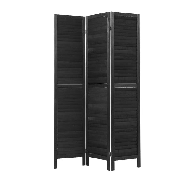NNEDSZ 3 Panel Room Divider Screen Privacy Wood Dividers Timber Stand Black