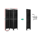 NNEDSZ 3 Panel Room Divider Screen Privacy Wood Dividers Timber Stand Black