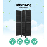 NNEDSZ 3 Panel Room Divider Screen Privacy Wood Dividers Timber Stand Black
