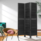 NNEDSZ 3 Panel Room Divider Screen Privacy Wood Dividers Timber Stand Black