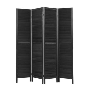 NNEDSZ 4 Panel Room Divider Screen Privacy Wood Dividers Timber Stand Black