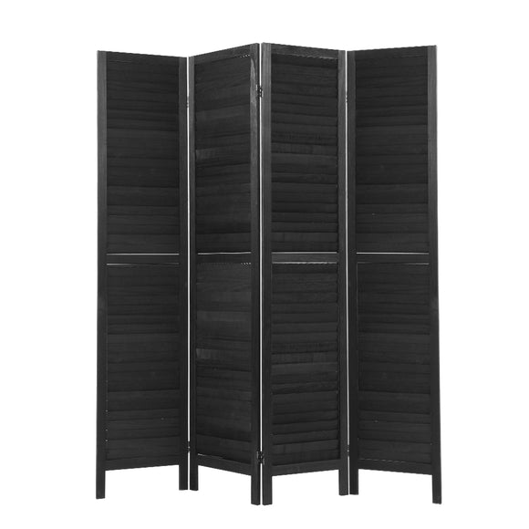 NNEDSZ 4 Panel Room Divider Screen Privacy Wood Dividers Timber Stand Black