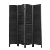 NNEDSZ 4 Panel Room Divider Screen Privacy Wood Dividers Timber Stand Black