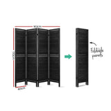 NNEDSZ 4 Panel Room Divider Screen Privacy Wood Dividers Timber Stand Black