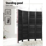 NNEDSZ 4 Panel Room Divider Screen Privacy Wood Dividers Timber Stand Black