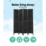 NNEDSZ 4 Panel Room Divider Screen Privacy Wood Dividers Timber Stand Black
