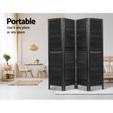 NNEDSZ 4 Panel Room Divider Screen Privacy Wood Dividers Timber Stand Black