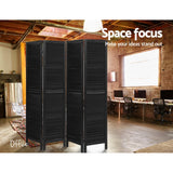 NNEDSZ 4 Panel Room Divider Screen Privacy Wood Dividers Timber Stand Black
