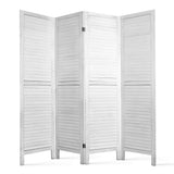 NNEDSZ 4 Panel Foldable Wooden Room Divider - White