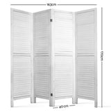 NNEDSZ 4 Panel Foldable Wooden Room Divider - White