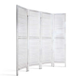 NNEDSZ 4 Panel Foldable Wooden Room Divider - White