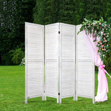 NNEDSZ 4 Panel Foldable Wooden Room Divider - White