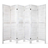 NNEDSZ 6 Panel Room Divider Privacy Screen Foldable Wood Stand White