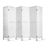 NNEDSZ 6 Panel Room Divider Privacy Screen Foldable Wood Stand White