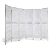 NNEDSZ 6 Panel Room Divider Privacy Screen Foldable Wood Stand White
