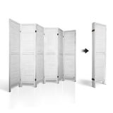 NNEDSZ 6 Panel Room Divider Privacy Screen Foldable Wood Stand White