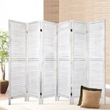 NNEDSZ 6 Panel Room Divider Privacy Screen Foldable Wood Stand White