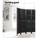NNEDSZ 8 Panel Room Divider Screen Privacy Wood Dividers Timber Stand Black