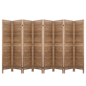 NNEDSZ Room Divider Screen 8 Panel Privacy Wood Dividers Stand Bed Timber Brown