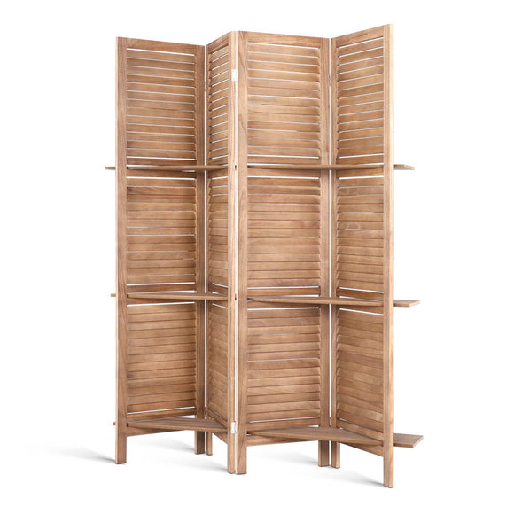 NNEDSZ Room Divider Privacy Screen Foldable Partition Stand 4 Panel Brown
