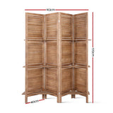 NNEDSZ Room Divider Privacy Screen Foldable Partition Stand 4 Panel Brown