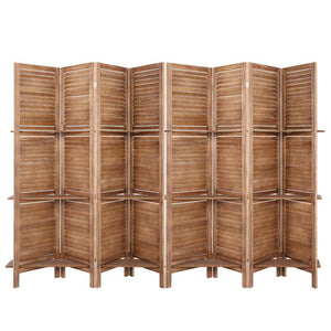 NNEDSZ Room Divider Screen 8 Panel Privacy Dividers Shelf Wooden Timber Stand