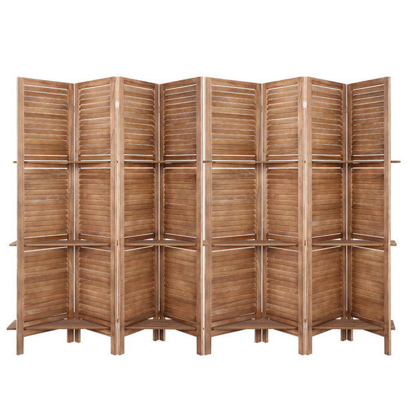 NNEDSZ Room Divider Screen 8 Panel Privacy Dividers Shelf Wooden Timber Stand