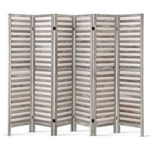 NNEDSZ 6 Panel Room Divider Privacy Screen Foldable Wood Stand Grey