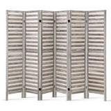 NNEDSZ 6 Panel Room Divider Privacy Screen Foldable Wood Stand Grey