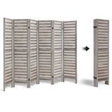 NNEDSZ 6 Panel Room Divider Privacy Screen Foldable Wood Stand Grey