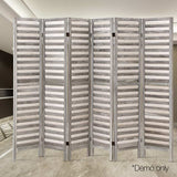 NNEDSZ 6 Panel Room Divider Privacy Screen Foldable Wood Stand Grey