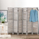 NNEDSZ 6 Panel Room Divider Privacy Screen Foldable Wood Stand Grey