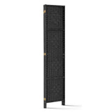 NNEDSZ 3 Panel Room Divider Privacy Screen Rattan Woven Wood Stand Black