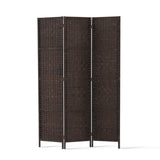 NNEDSZ 3 Panel Room Divider Privacy Screen Rattan Woven Wood Stand Brown