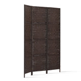 NNEDSZ 3 Panel Room Divider Privacy Screen Rattan Woven Wood Stand Brown