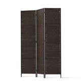 NNEDSZ 3 Panel Room Divider Privacy Screen Rattan Woven Wood Stand Brown