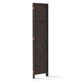 NNEDSZ 3 Panel Room Divider Privacy Screen Rattan Woven Wood Stand Brown