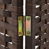 NNEDSZ 3 Panel Room Divider Privacy Screen Rattan Woven Wood Stand Brown