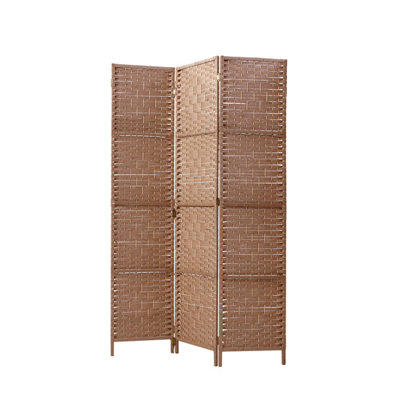 NNEDSZ 3 Panel Room Divider Screen Privacy Rattan Dividers Stand Fold Natural