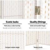 NNEDSZ 3 Panels Room Divider Screen Privacy Rattan Timber Fold Woven Stand White
