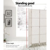 NNEDSZ 3 Panels Room Divider Screen Privacy Rattan Timber Fold Woven Stand White