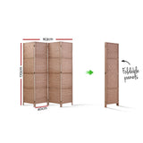 NNEDSZ 4 Panel Room Divider Screen Privacy Rattan Timber Foldable Dividers Stand Hand Woven