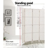 NNEDSZ 4 Panels Room Divider Screen Privacy Rattan Timber Fold Woven Stand White