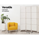 NNEDSZ 4 Panels Room Divider Screen Privacy Rattan Timber Fold Woven Stand White